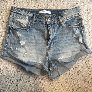 Eunina Kara High Rise High Low Rolled Shortie jean shorts M
